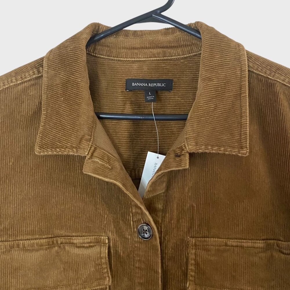 Banana Republic Corduroy Shirt Jacket Women's Large Pockets Button-Front L/S New - Picture 5 of 14